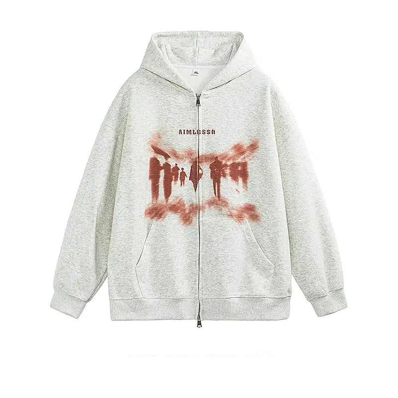 Graffiti Hooded Zip-Up Sweater