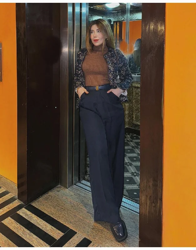 Wide Georgette Pants Navy