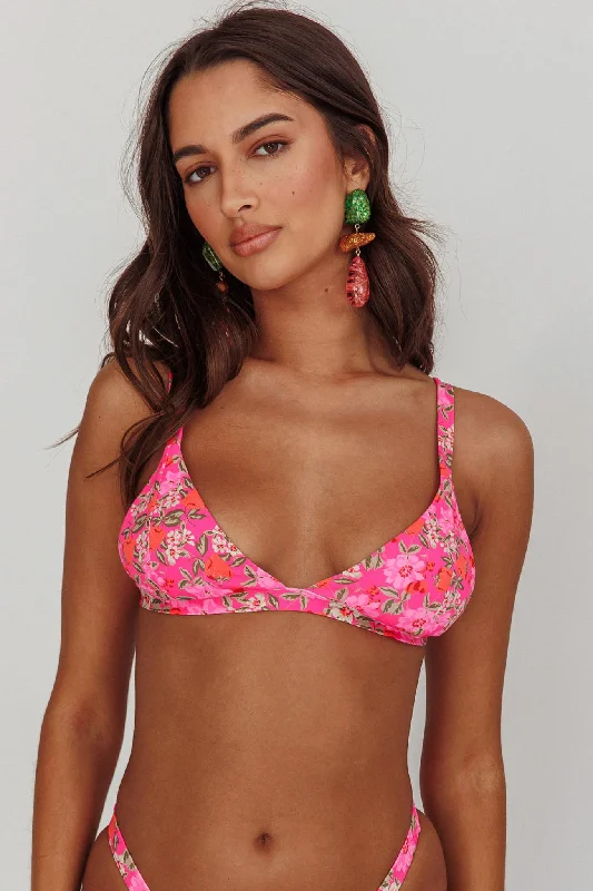 Aether Triangle Bikini Top Pink Floral