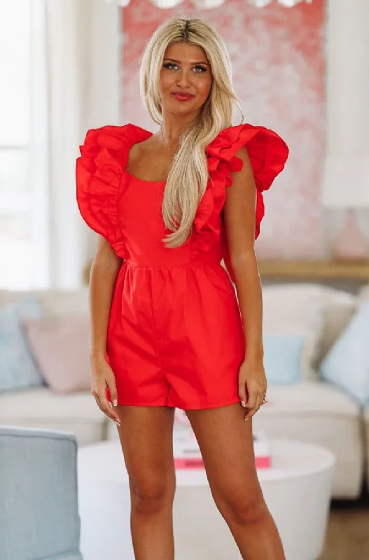 You're Loving Me Romper - Red