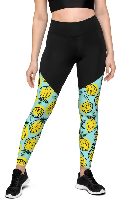 Lemon Pattern Compression Leggings