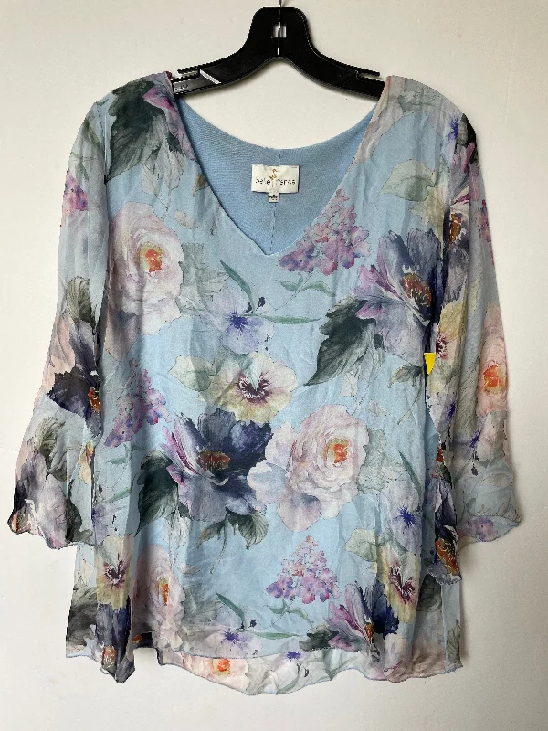 Floral Print Top Short Sleeve Cmc, Size Xl