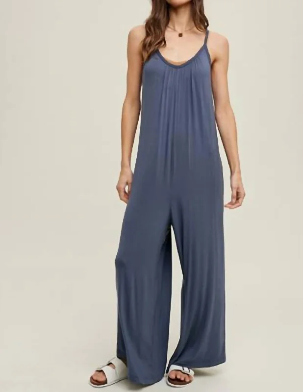 Wide Leg Jumpsuit In Blue